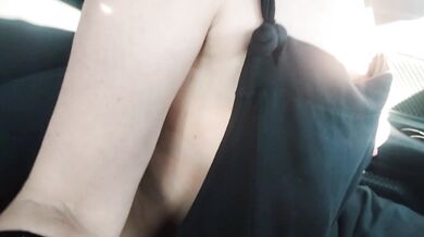 Slut wife in the car with the masseur