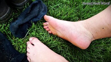 Sweaty Stinky Dirty Mowing Socks and Tennis Shoes for You to Cum Worship - Let Me Put My Smelly Feet in Your Face