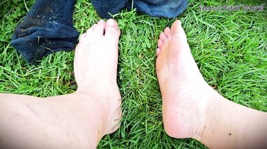 Sweaty Stinky Dirty Mowing Socks and Tennis Shoes for You to Cum Worship - Let Me Put My Smelly Feet in Your Face