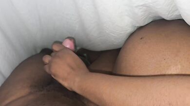 She wanted to jerk me off under the sheet while on her phone that dick feel so hard she had to suck an fuck it