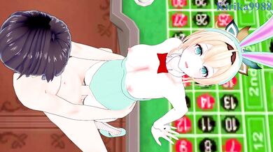 Kazama Iroha (Bunny Girl) and I have intense sex in the casino. - Hololive VTuber Hentai