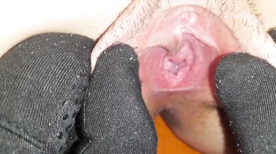 Pulling PUSSY LIPS close up