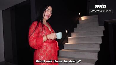 Big-bottomed stepmom ends up getting double-penetrated after teaching two guys how to jerk her off properly