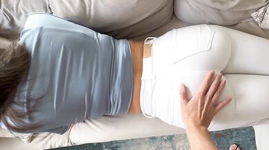 Worshiping and Wetting her White Jeans with so much cum