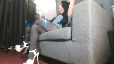 Sexy White Stilettos Gray Pantyhose Ignore