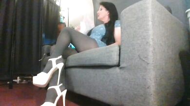 Sexy White Stilettos Gray Pantyhose Ignore