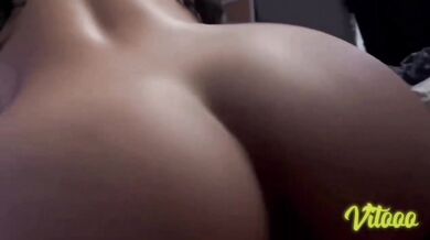 cumshot with a lot of semen - skinny girl with a beautiful ass