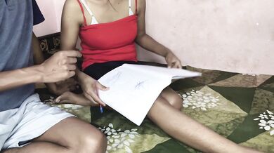 School teacher at home cute girl
