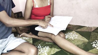 School teacher at home cute girl