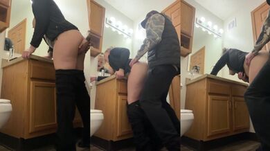 Sneaking Off to Fuck Hot Wife in the Bathroom