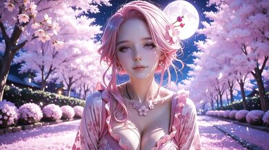 Pink-Haired Cherry Blossom Slut Rides Cock Under Falling Petals