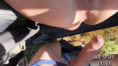 Luna Green - Outdoor Car POV Turns Wild in the Countryside