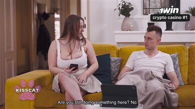 Step Mom Catches Busty Amber Bloom Jerks Step Bro on Couch Spanks Her During Doggy