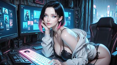 Futuristic Cyber Slut Fucked Hard in Neon Lights
