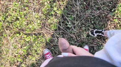 The stepmother takes out her stepson's penis and lets him pee.