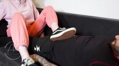 Sockjob footjob with vans sneakers and socks sniffing