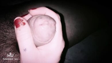 My wife gives a delicious handjob in close-up