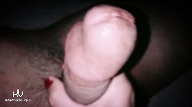 My wife gives a delicious handjob in close-up