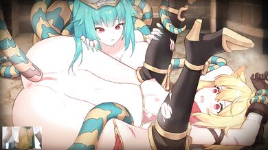 CUTE CATGIRL FUCKED BY A LESBIAN SNAKEWOMAN - ARENA STORY