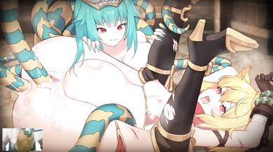 CUTE CATGIRL FUCKED BY A LESBIAN SNAKEWOMAN - ARENA STORY