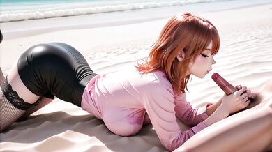 Busty Redhead Beach Temptation – Fishnets & Heels You Can’t Forget
