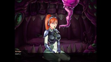 A redheaded girl feeds on the secretions
