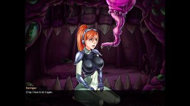 A redheaded girl feeds on the secretions