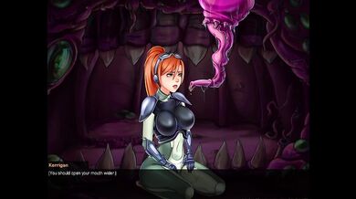 A redheaded girl feeds on the secretions