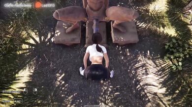 Lara's pussy was fucked by a huge, aroused statue, but now she has to test her anal hole.