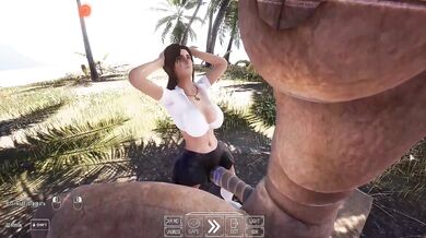 Lara's pussy was fucked by a huge, aroused statue, but now she has to test her anal hole.
