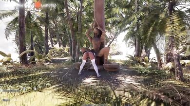 Lara's pussy was fucked by a huge, aroused statue, but now she has to test her anal hole.