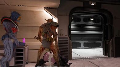 A quarian girl offered her ass to strangers so they could fill it with sperm.