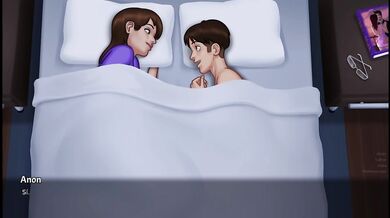 Stepmother was really horny so her tenant came in and they ended up making love ALL night long - Summertime Saga