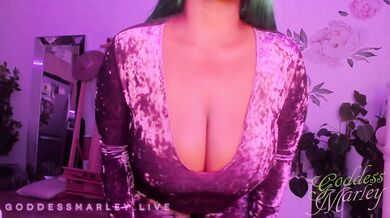 Curvaceous Smoke Show Shows Off In Velvet - Smoking Fetish, Cock Tease, Webcam - Goddess Marley
