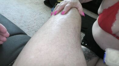 Sexy coconut oil massage and creampie fuck for trashy MILF