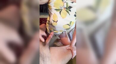 Wife Pulls Skirt Up An Masturbates for Daddy, Then She Sucks and Fucks