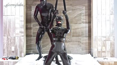 Full latex fucking and bondage, T2 face fucking and cumshot - Alex Latex