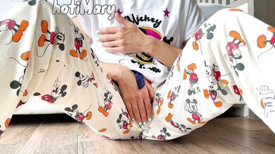 horny petite girl in pajama small tits fingering pussy and squirt orgasm