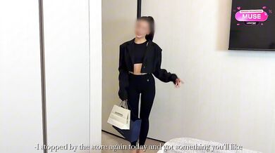 Tore her new tights, fucked her hard and came inside — hot creampie on the bed_