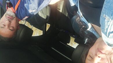 Pussy play in the car