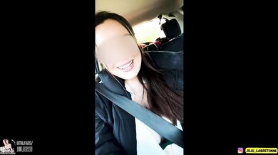 Young French girl shows off in a car park in front of voyeurs, masturbates before getting fucked and receiving a facial!