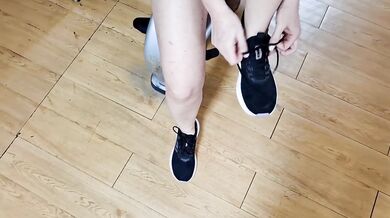 Gym Workout POV Black Ankle Socks Squats And Thrusts Foot Focus