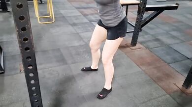Gym Workout POV Black Ankle Socks Squats And Thrusts Foot Focus