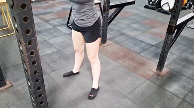 Gym Workout POV Black Ankle Socks Squats And Thrusts Foot Focus