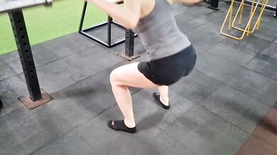 Gym Workout POV Black Ankle Socks Squats And Thrusts Foot Focus