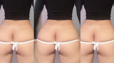 tight white mini thong streching my ass