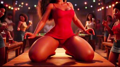 Hot Slim Favelada With Big Ass Dances Wildly At Pagode Gets Naked On Table Then Squats To Pee In Dark Alley
