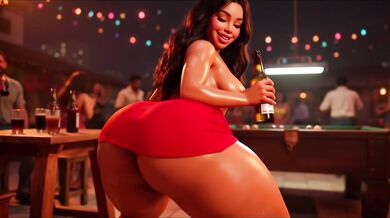 Hot Slim Favelada With Big Ass Dances Wildly At Pagode Gets Naked On Table Then Squats To Pee In Dark Alley