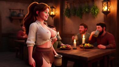 Golden glow fuels relentless flirty fantasy in crowded tavern halls