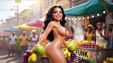 STUNNING BRAZILIAN FAVELA WOMAN IN PUBLIC STALL, PEE DANCING IN DEEPTHROAT